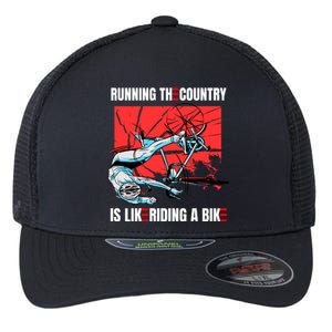 Running The Country Is Like Riding A Bike Merry 4th Of July Biden Falling Flexfit Unipanel Trucker Cap