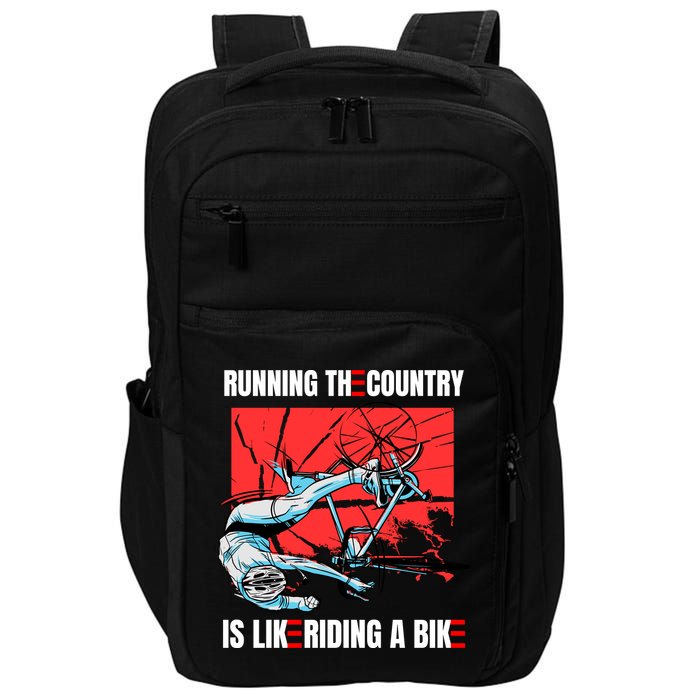 Running The Country Is Like Riding A Bike Merry 4th Of July Biden Falling Impact Tech Backpack