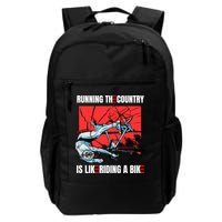 Running The Country Is Like Riding A Bike Merry 4th Of July Biden Falling Backpack