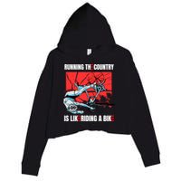 Running The Country Is Like Riding A Bike Merry 4th Of July Biden Falling Crop Fleece Hoodie