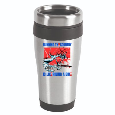 Running The Country Is Like Riding A Bike Merry 4th Of July Biden Falling 16oz Travel Tumbler