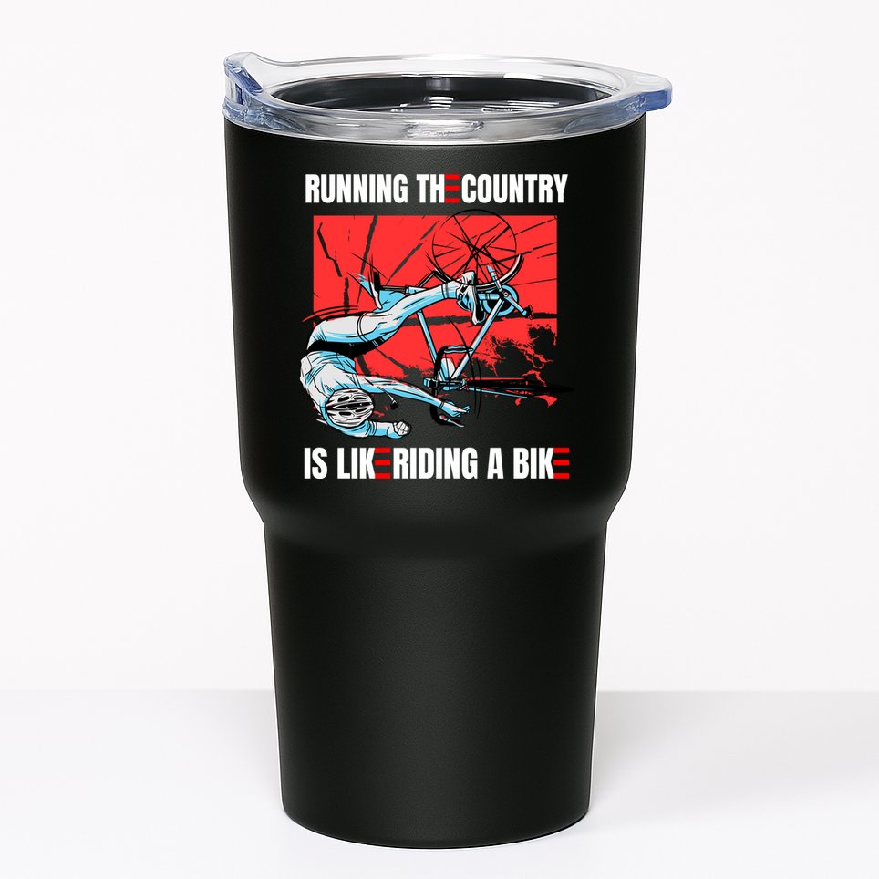 Running The Country Is Like Riding A Bike Merry 4th Of July Biden Falling Tumbler