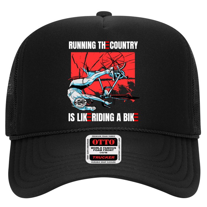 Running The Country Is Like Riding A Bike Merry 4th Of July Biden Falling Trucker Hat