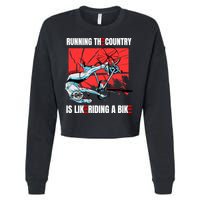Running The Country Is Like Riding A Bike Merry 4th Of July Biden Falling Cropped Pullover Crew
