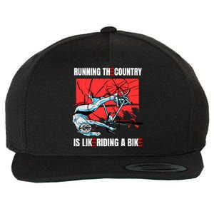 Running The Country Is Like Riding A Bike Merry 4th Of July Biden Falling Wool Snapback Cap