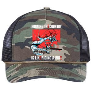 Running The Country Is Like Riding A Bike Merry 4th Of July Biden Falling Retro Rope Trucker Hat Cap