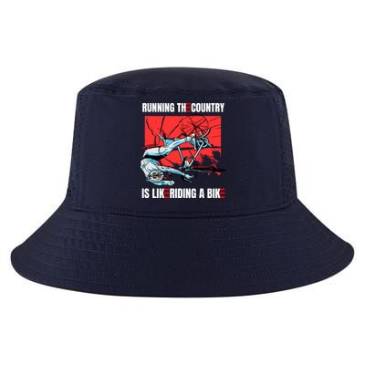 Running The Country Is Like Riding A Bike Merry 4th Of July Biden Falling Cool Comfort Performance Bucket Hat
