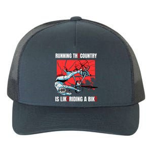 Running The Country Is Like Riding A Bike Merry 4th Of July Biden Falling Yupoong Adult 5-Panel Trucker Hat