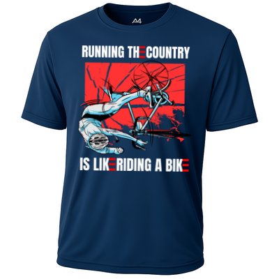 Running The Country Is Like Riding A Bike Merry 4th Of July Biden Falling Performance Shirt