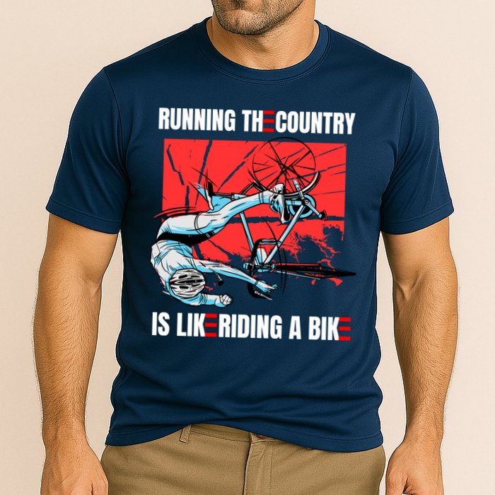 Running The Country Is Like Riding A Bike Merry 4th Of July Biden Falling Performance Shirt