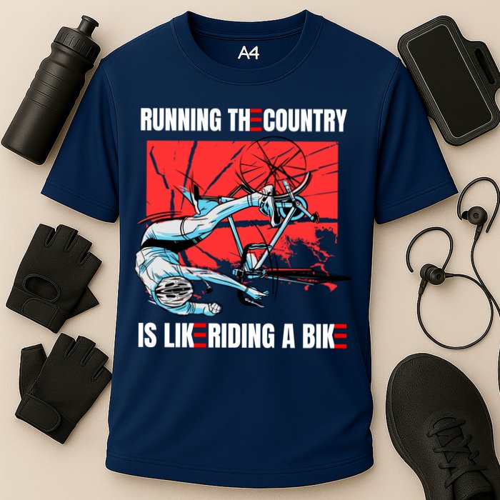 Running The Country Is Like Riding A Bike Merry 4th Of July Biden Falling Performance Shirt