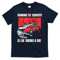 Running The Country Is Like Riding A Bike Merry 4th Of July Biden Falling T-Shirt