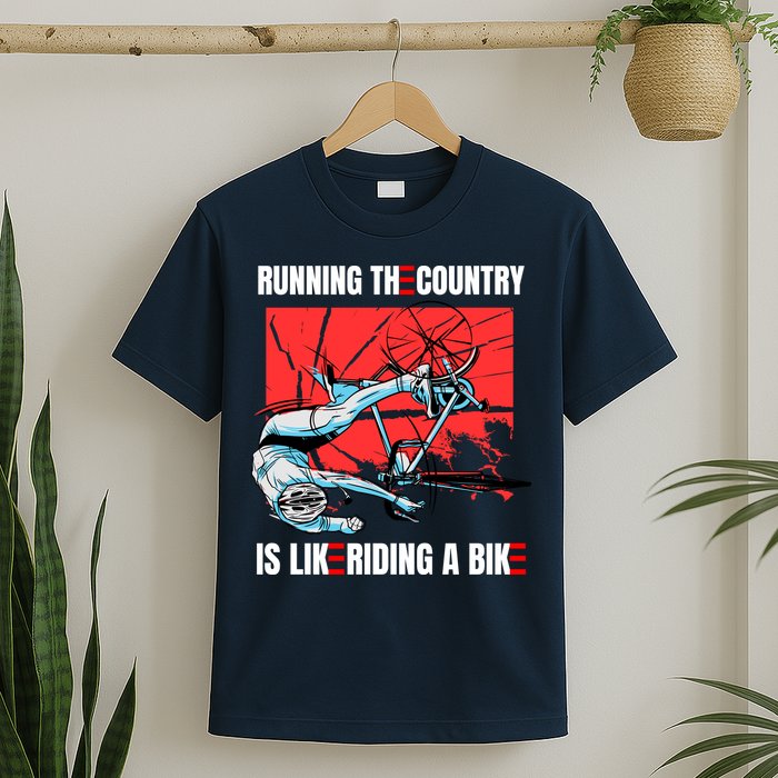 Running The Country Is Like Riding A Bike Merry 4th Of July Biden Falling T-Shirt