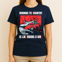Running The Country Is Like Riding A Bike Merry 4th Of July Biden Falling T-Shirt