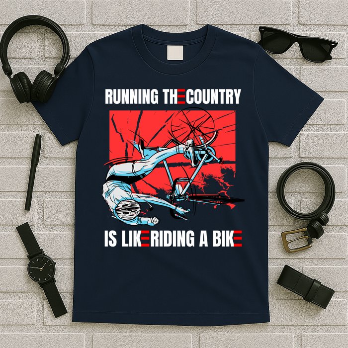 Running The Country Is Like Riding A Bike Merry 4th Of July Biden Falling T-Shirt