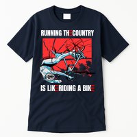 Running The Country Is Like Riding A Bike Merry 4th Of July Biden Falling Tall T-Shirt