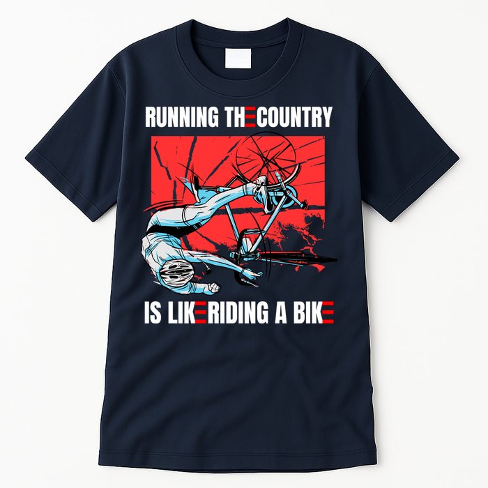 Running The Country Is Like Riding A Bike Merry 4th Of July Biden Falling Tall T-Shirt