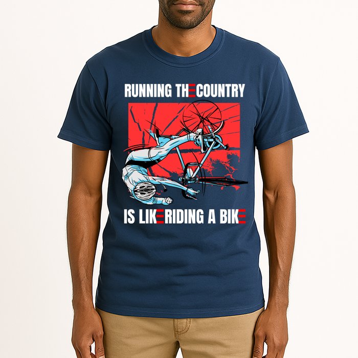 Running The Country Is Like Riding A Bike Merry 4th Of July Biden Falling Tall T-Shirt