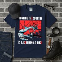 Running The Country Is Like Riding A Bike Merry 4th Of July Biden Falling Tall T-Shirt