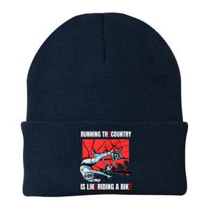 Running The Country Is Like Riding A Bike Merry 4th Of July Biden Falling Knit Cap Winter Beanie