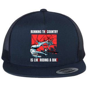 Running The Country Is Like Riding A Bike Merry 4th Of July Biden Falling Flat Bill Trucker Hat