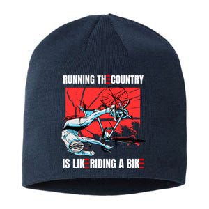 Running The Country Is Like Riding A Bike Merry 4th Of July Biden Falling Sustainable Beanie