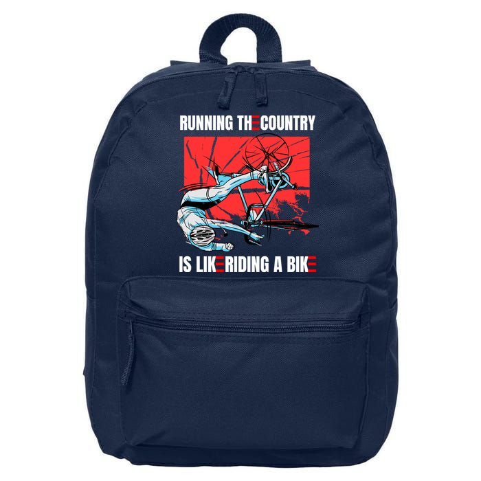 Running The Country Is Like Riding A Bike Merry 4th Of July Biden Falling 16 in Basic Backpack