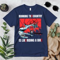 Running The Country Is Like Riding A Bike Merry 4th Of July Biden Falling Premium T-Shirt