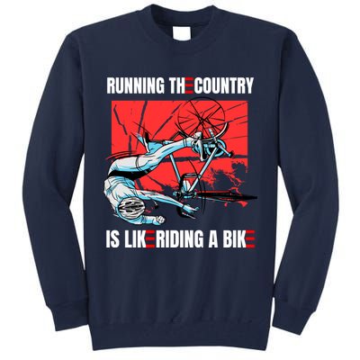 Running The Country Is Like Riding A Bike Merry 4th Of July Biden Falling Tall Sweatshirt