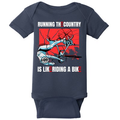Running The Country Is Like Riding A Bike Merry 4th Of July Biden Falling Baby Bodysuit