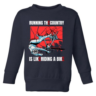 Running The Country Is Like Riding A Bike Merry 4th Of July Biden Falling Toddler Sweatshirt