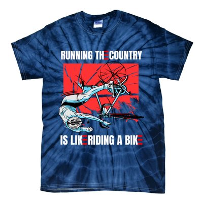 Running The Country Is Like Riding A Bike Merry 4th Of July Biden Falling Tie-Dye T-Shirt