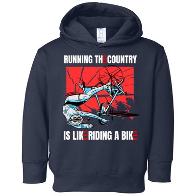 Running The Country Is Like Riding A Bike Merry 4th Of July Biden Falling Toddler Hoodie