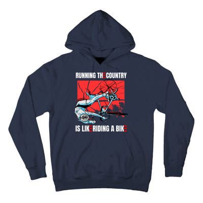 Running The Country Is Like Riding A Bike Merry 4th Of July Biden Falling Tall Hoodie