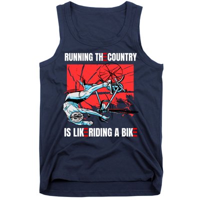 Running The Country Is Like Riding A Bike Merry 4th Of July Biden Falling Tank Top