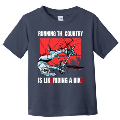 Running The Country Is Like Riding A Bike Merry 4th Of July Biden Falling Toddler T-Shirt