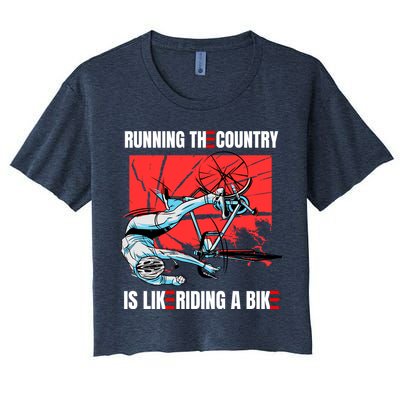 Running The Country Is Like Riding A Bike Merry 4th Of July Biden Falling Crop Top