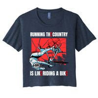 Running The Country Is Like Riding A Bike Merry 4th Of July Biden Falling Crop Top