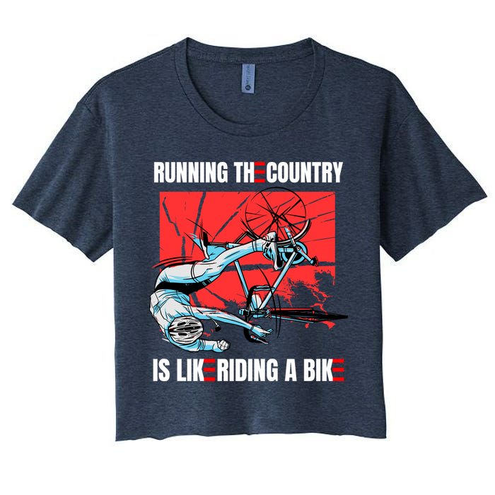 Running The Country Is Like Riding A Bike Merry 4th Of July Biden Falling Crop Top