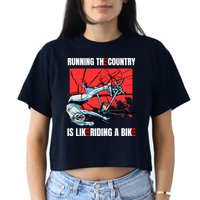 Running The Country Is Like Riding A Bike Merry 4th Of July Biden Falling Crop Top