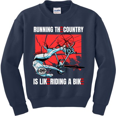Running The Country Is Like Riding A Bike Merry 4th Of July Biden Falling Kids Sweatshirt