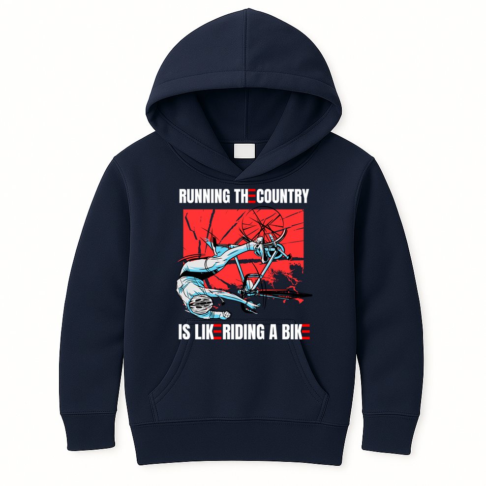 Running The Country Is Like Riding A Bike Merry 4th Of July Biden Falling Kids Hoodie