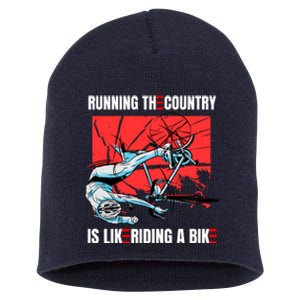 Running The Country Is Like Riding A Bike Merry 4th Of July Biden Falling Short Acrylic Beanie