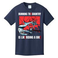 Running The Country Is Like Riding A Bike Merry 4th Of July Biden Falling Kids T-Shirt
