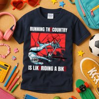 Running The Country Is Like Riding A Bike Merry 4th Of July Biden Falling Kids T-Shirt