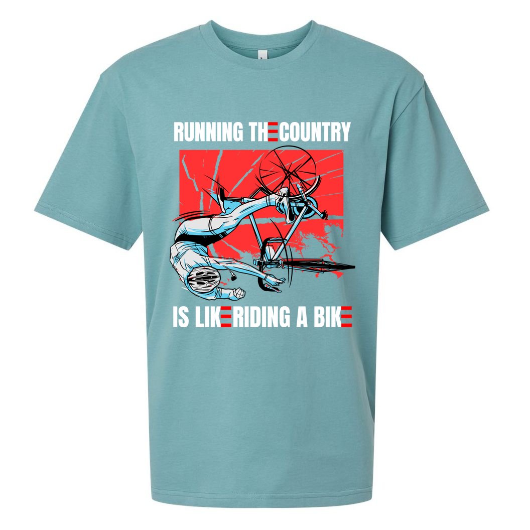 Running The Country Is Like Riding A Bike Merry 4th Of July Biden Falling Sueded Cloud Jersey T-Shirt
