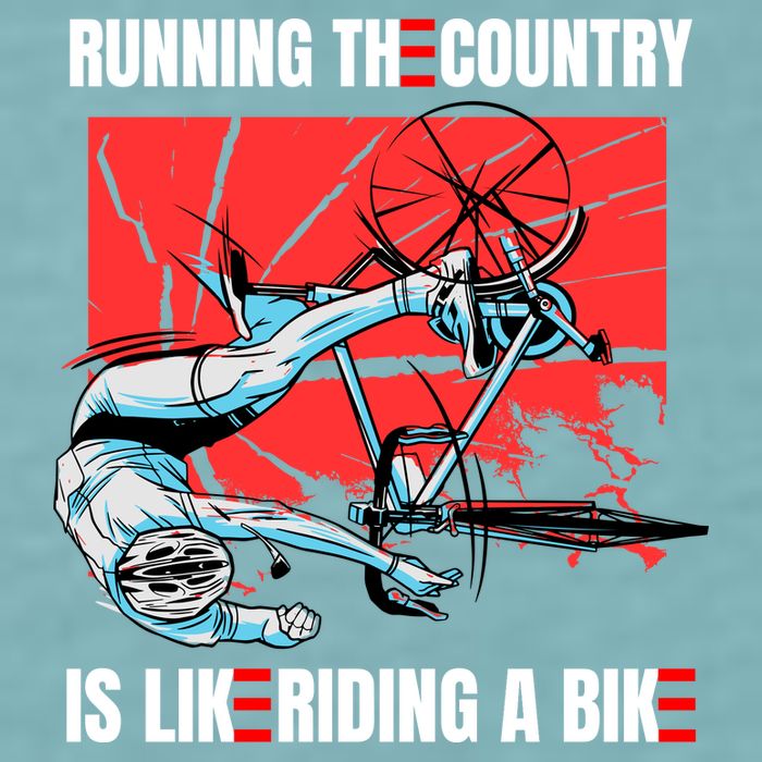 Running The Country Is Like Riding A Bike Merry 4th Of July Biden Falling Sueded Cloud Jersey T-Shirt