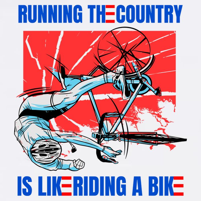 Running The Country Is Like Riding A Bike Merry 4th Of July Biden Falling Garment-Dyed Sweatshirt
