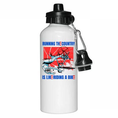 Running The Country Is Like Riding A Bike Merry 4th Of July Biden Falling Aluminum Water Bottle