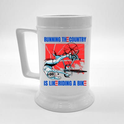 Running The Country Is Like Riding A Bike Merry 4th Of July Biden Falling Beer Stein